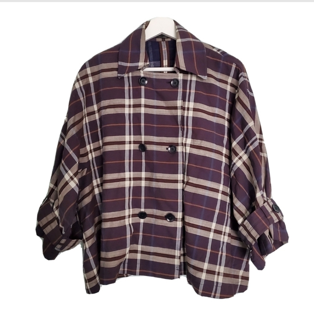 BcbgMaxAzria Plaid Short Oversized Coat - Picture 2 of 5